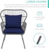imageBest Choice Products 3Piece Patio Conversation Bistro Set Outdoor AllWeather Wicker Furniture for Porch Backyard w 2 Wide Ergonomic Chairs Cushions Glass Top Side Table  GrayNavyGrayNavy