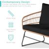 imageBest Choice Products 4Piece Outdoor Rope Wicker Patio Conversation Set Modern Contemporary Furniture for Backyard Balcony Porch wLoveseat Plush Cushions Coffee Table Steel Frame  BlackBlack