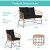 imageBest Choice Products 4Piece Outdoor Rope Wicker Patio Conversation Set Modern Contemporary Furniture for Backyard Balcony Porch wLoveseat Plush Cushions Coffee Table Steel Frame  BlackBlack