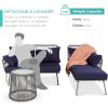 imageBest Choice Products Outdoor Rope Woven Sectional Patio Furniture LShaped Conversation Sofa Set for Backyard Porch wThick Cushions Detachable Lounger Side Table  GrayNavyGrayNavy