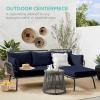 imageBest Choice Products Outdoor Rope Woven Sectional Patio Furniture LShaped Conversation Sofa Set for Backyard Porch wThick Cushions Detachable Lounger Side Table  GrayNavyGrayNavy