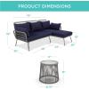 imageBest Choice Products Outdoor Rope Woven Sectional Patio Furniture LShaped Conversation Sofa Set for Backyard Porch wThick Cushions Detachable Lounger Side Table  GrayNavyGrayNavy