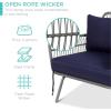 imageBest Choice Products Outdoor Rope Woven Sectional Patio Furniture LShaped Conversation Sofa Set for Backyard Porch wThick Cushions Detachable Lounger Side Table  GrayNavyGrayNavy