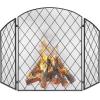 imageBest Choice Products 3Panel 50x30in Wrought Iron Decorative Mesh Fireplace Screen Gate Protector Fire Spark Guard for Indoor amp Outdoor wFolding Side Panels Black