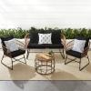 imageBest Choice Products 4Piece Outdoor Rope Wicker Patio Conversation Set Modern Contemporary Furniture for Backyard Balcony Porch wLoveseat Plush Cushions Coffee Table Steel Frame  BlackBlack