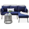 imageBest Choice Products Outdoor Rope Woven Sectional Patio Furniture LShaped Conversation Sofa Set for Backyard Porch wThick Cushions Detachable Lounger Side Table  GrayNavyGrayNavy