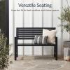 imageBest Choice Products Outdoor Metal Bench Patio Garden Bench Heavy Duty 790lb Capacity Steel Slatted Seat Porch Bench with Armrests Weather Resistant Park Bench