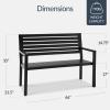 imageBest Choice Products Outdoor Metal Bench Patio Garden Bench Heavy Duty 790lb Capacity Steel Slatted Seat Porch Bench with Armrests Weather Resistant Park Bench