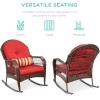 imageBest Choice Products Outdoor Wicker Patio Rocking Chair for Porch Deck Poolside wSteel Frame WeatherResistant Cushions  Red
