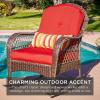 imageBest Choice Products Outdoor Wicker Patio Rocking Chair for Porch Deck Poolside wSteel Frame WeatherResistant Cushions  Red