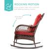 imageBest Choice Products Outdoor Wicker Patio Rocking Chair for Porch Deck Poolside wSteel Frame WeatherResistant Cushions  Red
