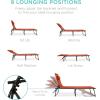 imageBest Choice Products Patio Chaise Lounge Chair Portable Outdoor Folding Recliner for Lawn w 8 Positions Handles 300lb Capacity  Light BlueWhiteBurnt Orange