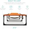 imageBest Choice Products Patio Chaise Lounge Chair Portable Outdoor Folding Recliner for Lawn w 8 Positions Handles 300lb Capacity  Light BlueWhiteOrange