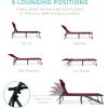 imageBest Choice Products Patio Chaise Lounge Chair Portable Outdoor Folding Recliner for Lawn w 8 Positions Handles 300lb Capacity  Light BlueWhiteWine Red