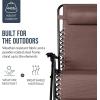 imageBest Choice Products Set of 2 Extra Wide Adjustable Steel Mesh Zero Gravity Lounge Chair Recliners wPillows and Cup Holder Trays  Peacock Blue StripesBrown