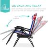 imageBest Choice Products Set of 2 Extra Wide Adjustable Steel Mesh Zero Gravity Lounge Chair Recliners wPillows and Cup Holder Trays  Peacock Blue StripesAmerican Flag