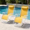 imageBest Choice Products Set of 2 Extra Wide Adjustable Steel Mesh Zero Gravity Lounge Chair Recliners wPillows and Cup Holder Trays  Peacock Blue StripesMarigoldWhite