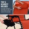imageBest Choice Products Set of 2 Extra Wide Adjustable Steel Mesh Zero Gravity Lounge Chair Recliners wPillows and Cup Holder Trays  Peacock Blue StripesBurnt Orange