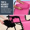 imageBest Choice Products Set of 2 Extra Wide Adjustable Steel Mesh Zero Gravity Lounge Chair Recliners wPillows and Cup Holder Trays  Peacock Blue StripesFlamingo StripesWhite