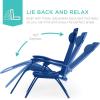 imageBest Choice Products Set of 2 Extra Wide Adjustable Steel Mesh Zero Gravity Lounge Chair Recliners wPillows and Cup Holder Trays  Peacock Blue StripesMarine
