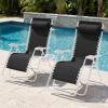 imageBest Choice Products Set of 2 Extra Wide Adjustable Steel Mesh Zero Gravity Lounge Chair Recliners wPillows and Cup Holder Trays  Peacock Blue StripesBlackWhite