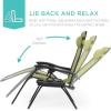 imageBest Choice Products Set of 2 Extra Wide Adjustable Steel Mesh Zero Gravity Lounge Chair Recliners wPillows and Cup Holder Trays  Peacock Blue StripesDusty Green