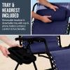 imageBest Choice Products Set of 2 Extra Wide Adjustable Steel Mesh Zero Gravity Lounge Chair Recliners wPillows and Cup Holder Trays  Peacock Blue StripesNavy
