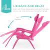 imageBest Choice Products Set of 2 Extra Wide Adjustable Steel Mesh Zero Gravity Lounge Chair Recliners wPillows and Cup Holder Trays  Peacock Blue StripesUltimate Pink