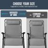 imageBest Choice Products Set of 2 Extra Wide Adjustable Steel Mesh Zero Gravity Lounge Chair Recliners wPillows and Cup Holder Trays  Peacock Blue StripesIce Gray
