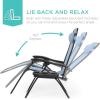 imageBest Choice Products Set of 2 Extra Wide Adjustable Steel Mesh Zero Gravity Lounge Chair Recliners wPillows and Cup Holder Trays  Peacock Blue StripesDusty Blue