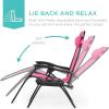 imageBest Choice Products Set of 2 Extra Wide Adjustable Steel Mesh Zero Gravity Lounge Chair Recliners wPillows and Cup Holder Trays  Peacock Blue StripesPink