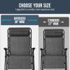 imageBest Choice Products Set of 2 Extra Wide Adjustable Steel Mesh Zero Gravity Lounge Chair Recliners wPillows and Cup Holder Trays  Peacock Blue StripesGrey