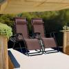 imageBest Choice Products Set of 2 Extra Wide Adjustable Steel Mesh Zero Gravity Lounge Chair Recliners wPillows and Cup Holder Trays  Peacock Blue StripesBrown