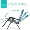 imageBest Choice Products Set of 2 Extra Wide Adjustable Steel Mesh Zero Gravity Lounge Chair Recliners wPillows and Cup Holder Trays  Peacock Blue StripesPeacock Striped