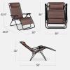 imageBest Choice Products Set of 2 Extra Wide Adjustable Steel Mesh Zero Gravity Lounge Chair Recliners wPillows and Cup Holder Trays  Peacock Blue StripesBrown