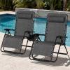 imageBest Choice Products Set of 2 Extra Wide Adjustable Steel Mesh Zero Gravity Lounge Chair Recliners wPillows and Cup Holder Trays  Peacock Blue StripesGrey