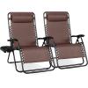 imageBest Choice Products Set of 2 Extra Wide Adjustable Steel Mesh Zero Gravity Lounge Chair Recliners wPillows and Cup Holder Trays  Peacock Blue StripesBrown