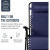 imageBest Choice Products Set of 2 Extra Wide Adjustable Steel Mesh Zero Gravity Lounge Chair Recliners wPillows and Cup Holder Trays  Peacock Blue StripesNavy