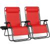imageBest Choice Products Set of 2 Extra Wide Adjustable Steel Mesh Zero Gravity Lounge Chair Recliners wPillows and Cup Holder Trays  Peacock Blue StripesCrimson Red