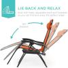 imageBest Choice Products Set of 2 Extra Wide Adjustable Steel Mesh Zero Gravity Lounge Chair Recliners wPillows and Cup Holder Trays  Peacock Blue StripesBurnt Orange