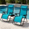 imageBest Choice Products Set of 2 Extra Wide Adjustable Steel Mesh Zero Gravity Lounge Chair Recliners wPillows and Cup Holder Trays  Peacock Blue StripesPeacock Blue Stripes