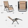 imageBest Choice Products Set of 2 Extra Wide Adjustable Steel Mesh Zero Gravity Lounge Chair Recliners wPillows and Cup Holder Trays  Peacock Blue StripesSand