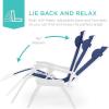 imageBest Choice Products Set of 2 Extra Wide Adjustable Steel Mesh Zero Gravity Lounge Chair Recliners wPillows and Cup Holder Trays  Peacock Blue StripesNavyWhite