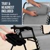 imageBest Choice Products Set of 2 Extra Wide Adjustable Steel Mesh Zero Gravity Lounge Chair Recliners wPillows and Cup Holder Trays  Peacock Blue StripesIce Gray