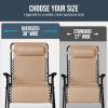 imageBest Choice Products Set of 2 Extra Wide Adjustable Steel Mesh Zero Gravity Lounge Chair Recliners wPillows and Cup Holder Trays  Peacock Blue StripesSand