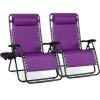 imageBest Choice Products Set of 2 Extra Wide Adjustable Steel Mesh Zero Gravity Lounge Chair Recliners wPillows and Cup Holder Trays  Peacock Blue StripesAmethyst Purple
