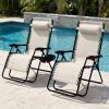imageBest Choice Products Set of 2 Extra Wide Adjustable Steel Mesh Zero Gravity Lounge Chair Recliners wPillows and Cup Holder Trays  Peacock Blue StripesIvory