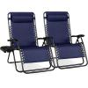 imageBest Choice Products Set of 2 Extra Wide Adjustable Steel Mesh Zero Gravity Lounge Chair Recliners wPillows and Cup Holder Trays  Peacock Blue StripesNavy