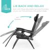 imageBest Choice Products Set of 2 Extra Wide Adjustable Steel Mesh Zero Gravity Lounge Chair Recliners wPillows and Cup Holder Trays  Peacock Blue StripesBlack