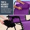 imageBest Choice Products Set of 2 Extra Wide Adjustable Steel Mesh Zero Gravity Lounge Chair Recliners wPillows and Cup Holder Trays  Peacock Blue StripesAmethyst Purple
